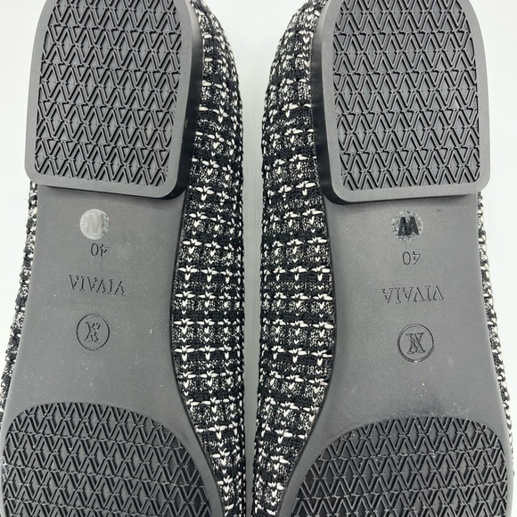 VIVAIA Square-Toe V-Cut Flats Margot 2.0 Black Tweed Size 40W New without Box - Picture 10 of 10